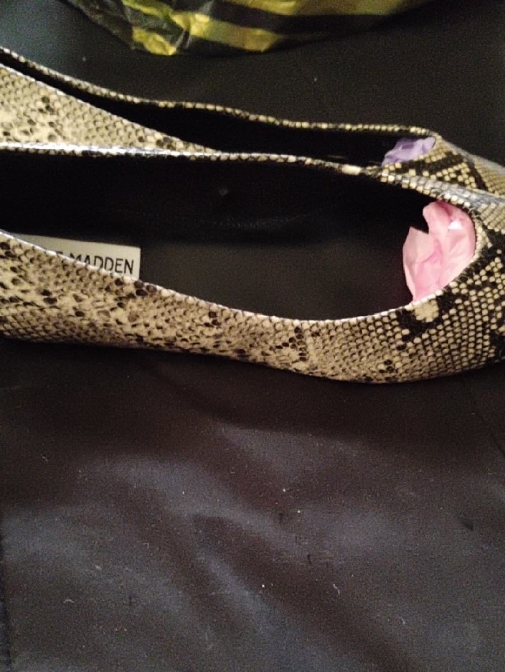 Steve Madden Beige and Black Snake-Print Ballet Flats